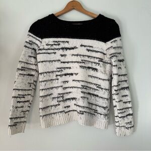 SI-IAE Anthropologie Black & White Wool Blend Sweater Size Medium